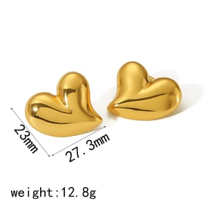 1 pair of classic fashion  gold-plated stainless steel asymmetrical shiny heart earrings for women for daily wear h5 Picture2